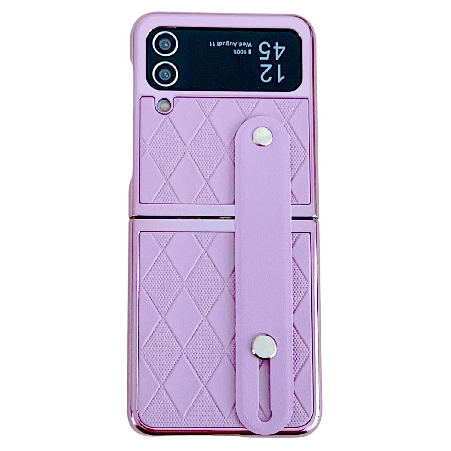 For Samsung Galaxy Z Flip4 5G Z Flip3 5G PU Leather PC Electroplating Case Wristband Kickstand Rhombus Pattern Phone Cover For Samsung Galaxy Z Flip4 5G Z Flip3 5G PU Leather PC Electroplating Case Wristband Kickstand Rhombus Pattern Phone Cover
